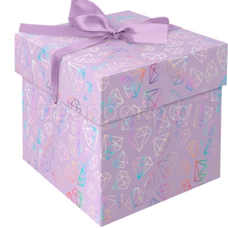 Коробка складная подарочная "Crystals" (15*15*15см) с лентой отд. фольгой MESHU /Рельеф Коробка складная подарочная "Crystals" (15*15*15см) с лентой отд. фольгой MESHU /Рельеф