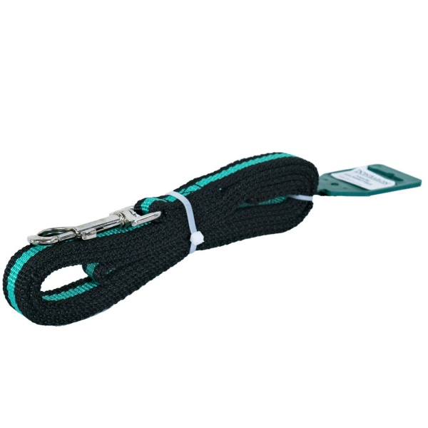 Поводок капрон 20мм*2м черный с зелёной полосой  DONBARON Поводок капрон 20мм*2м черный с зелёной полосой  DONBARON