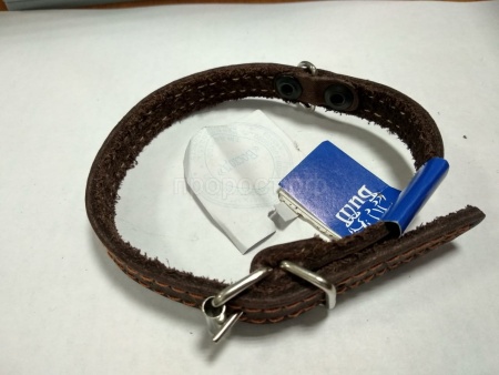 Ошейник кожа 15мм с украшением на фетре 38-40см/40489