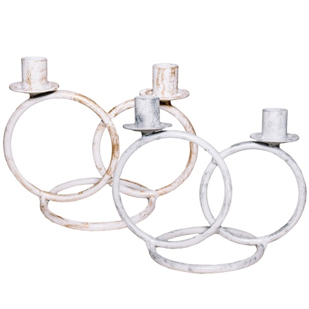 ДЕКОР Подсвечник Кольцо 2 свечи бел серебро РЗДИ/1шт